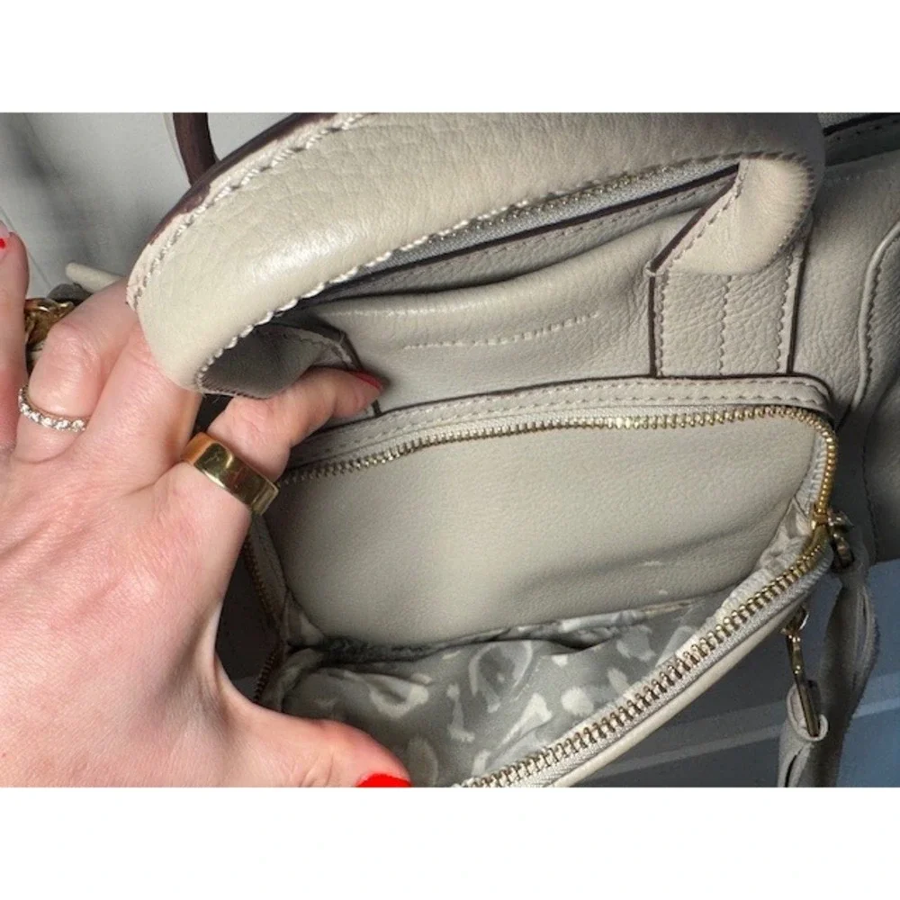 Aimee‎ Kestenberg Grey Pebble Leather Satchel Crossbody Bag Gold Hardware